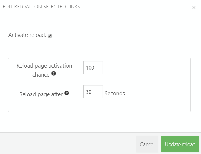 Actions edit reload modal